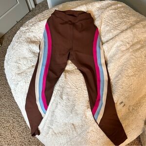 L*Space Brown Leggings with Pink and Blue Rainbow Stripes